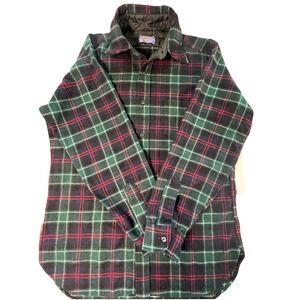 VTG Pendleton Virgin Wool Long Sleeve Button Up‎ Shirt USA Made Large Red Green